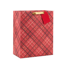 Muted red plaid gift bag