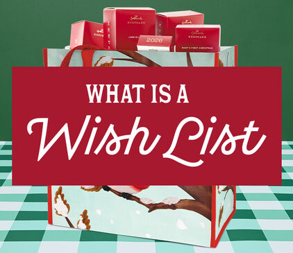 What is a Wish List over an array of Hallmark Keepsake ornaments