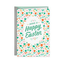 Have a Happy Easter Greeting Card filled with red, pink and blue flowers