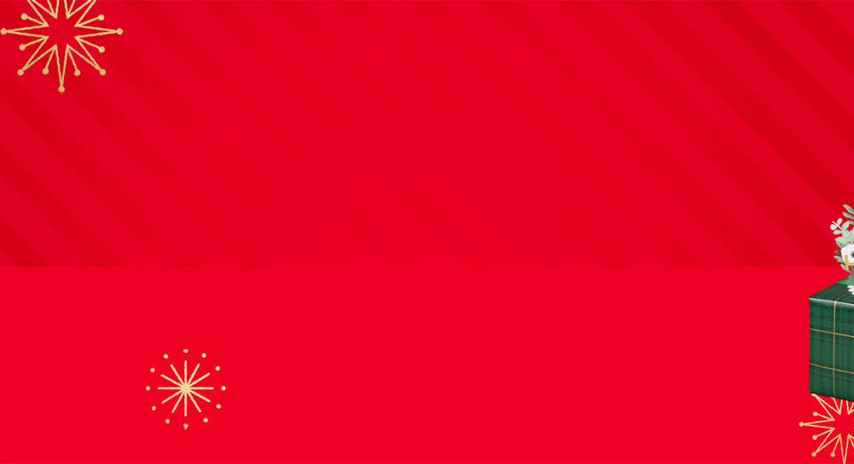Red background with gold illustrated star shapes. 