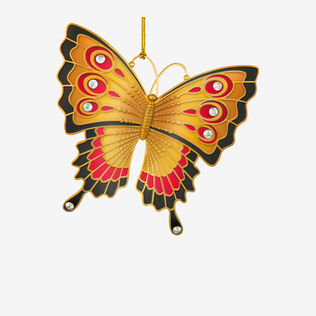 Metallic orange and yellow butterfly ornament.