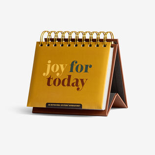 Desktop flip calendar that says "Joy for today" on the cover.