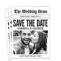 Newspaper themed save the date