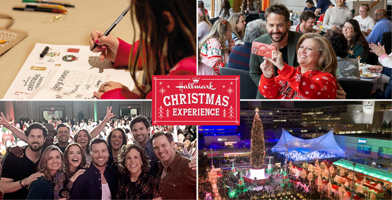 Photos from the 2025 Hallmark Christmas Experience in a grid.