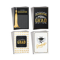 Assorted Black, White and Gold Graduation Cards, Pack of 12