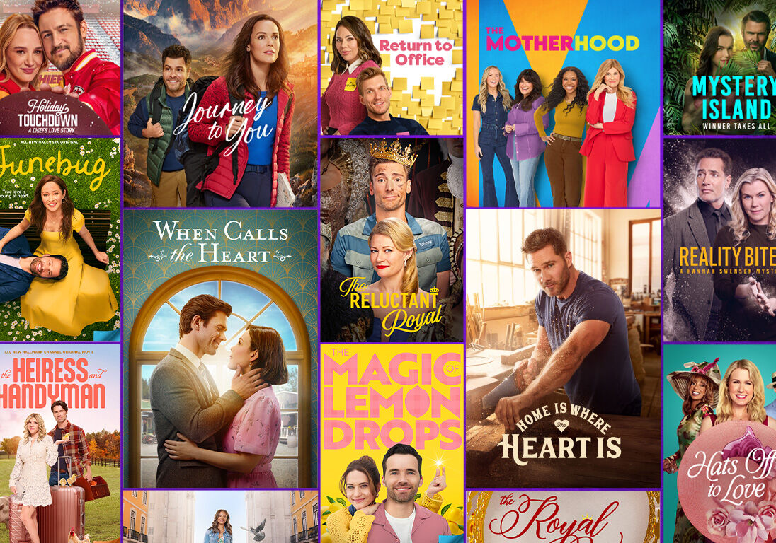 Collage of Hallmark+ series and movies covers