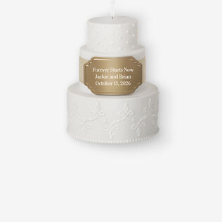 Personalized wedding cake ornament.