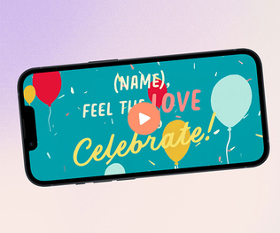 Mobile phone shows video greeting card