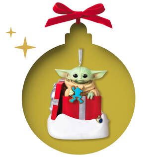 Grogu in a gift box ornament