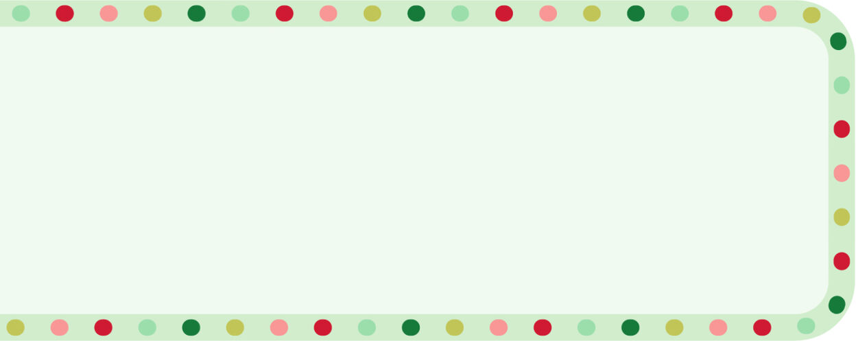 light green banner with colorful polka dot border