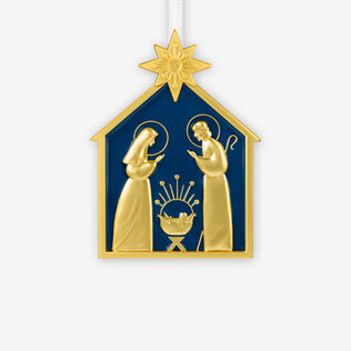 God So Loved the World Nativity Metal Ornament