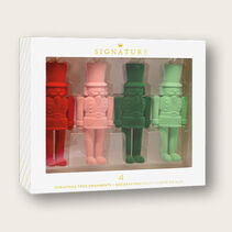 Nutcracker Hallmark Ornaments, Set of 4 in red, pink, dark green and light green