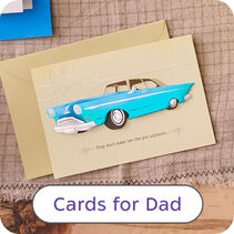 Vintage blue car on a horizontal card