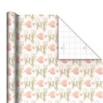 Hearts and Happily Ever After on Blush Wrapping Paper Roll, 20 sq. ft.