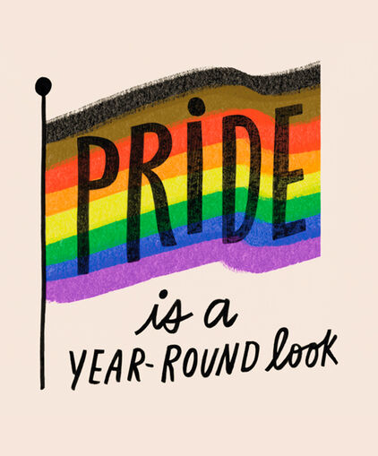 Rainbow flag with Pride is a year-round look lettering
