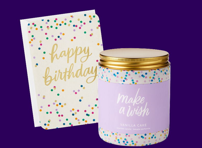Birthday card and candle