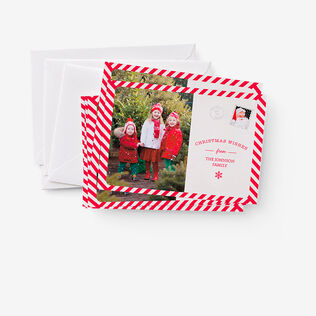 Set of holiday photo cards and envelopes