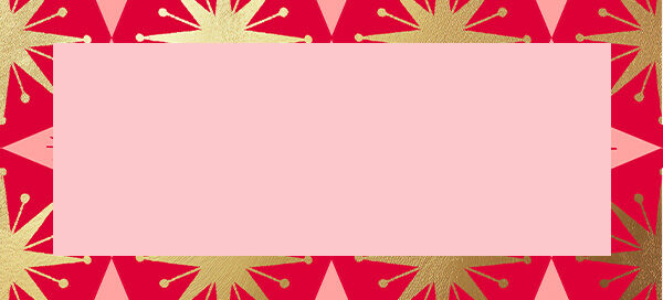 Pink square on a pink, red and gold star background.