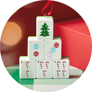 Christmas-themed mahjong tiles ornament