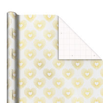 Gold Hearts on White Wrapping Paper, 15 sq. ft.