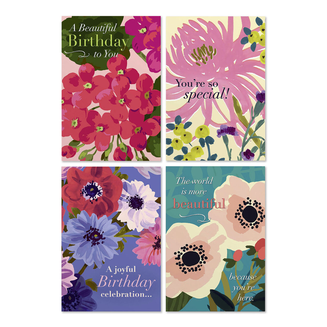 Beautiful Flowers Assorted Religious Birthday Cards, Box of 12