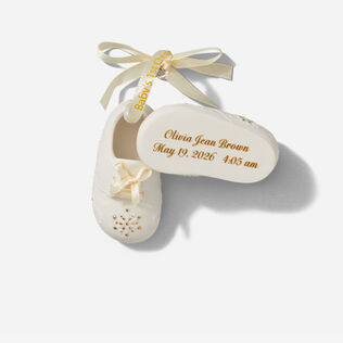 Baby&rsquo;s First Christmas Booties Porcelain Personalized Ornament, Custom Text