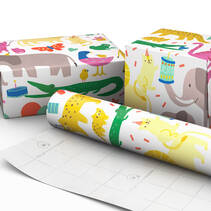 birthday gift wrap with party animals
