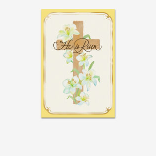 Cross and Easter Lilies Religious Easter Cards, Pack of 6