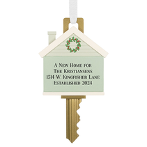 Personalized key-shaped New home' ornament