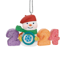 2024 ornament with a snowman as the zero.