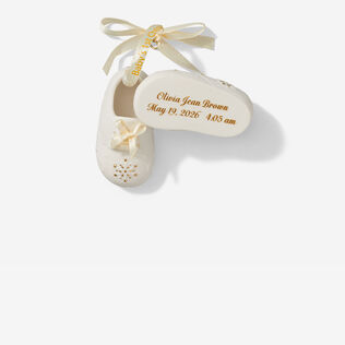 Babys first Christmas booties personalized ornament.