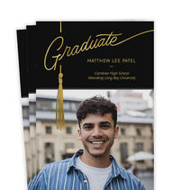 Gold graduate tassel graduation announcement