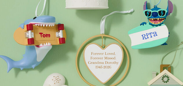 Green background with personalized ornaments