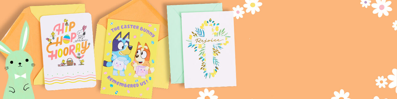 Peanuts, Bluey and religious Easter cards