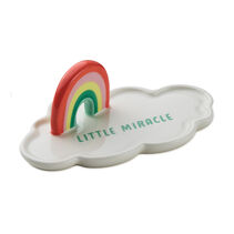 Ceramic rainbow dish that says "Little Miracle"