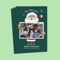 Ho Ho Ho Vintage Santa Flat Christmas Photo Card