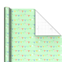 Hello Baby Pennants on Mint Green Wrapping Paper Roll, 20 sq. ft.