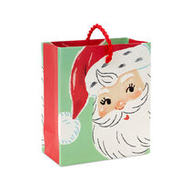 4.6" Smiling Santa on Green Christmas Gift Card Holder Mini Bag