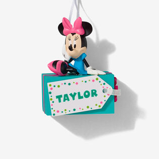 Disney Minnie Mouse Christmas Present Personalized Ornament, Custom Text