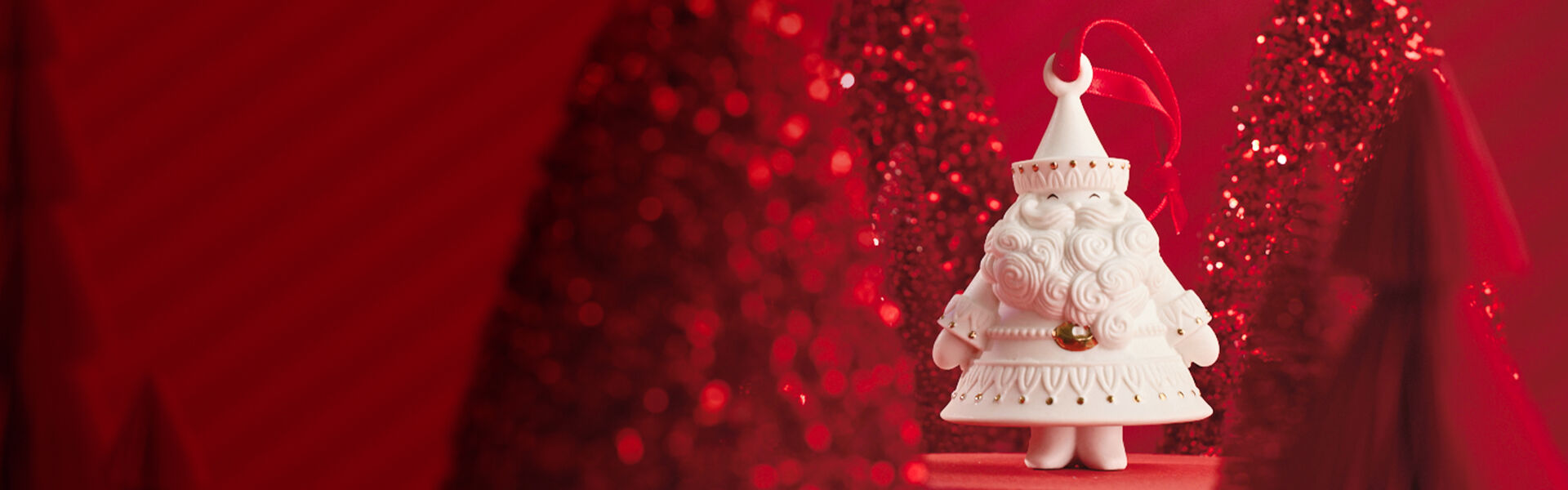 Ceramic and beaded Santa Claus ornament