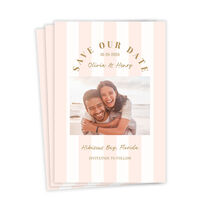 Pink White Stripes Personalized Save Our Date Card Card Front