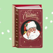 Christmas card with a retro Santa Claus on the front. 