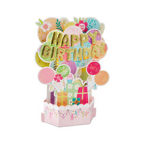 Pastel Balloons Musical 3D Pop-Up with Lights Birthday Card