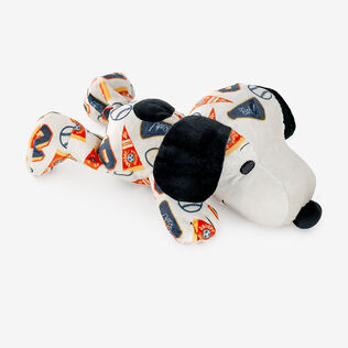 Peanuts floppy Snoopy plush with sports pennant pattern.