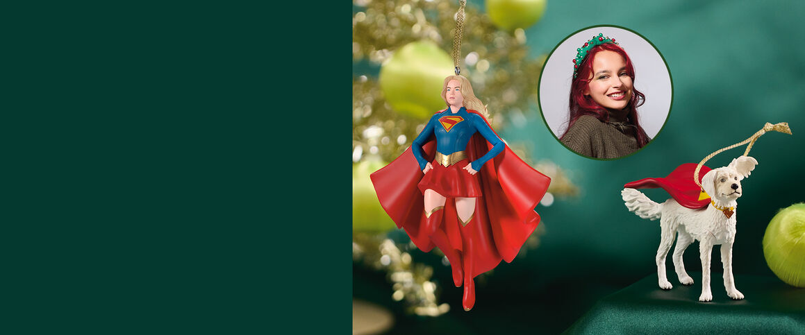 Supergirl and Krypto the Superdog ornaments
