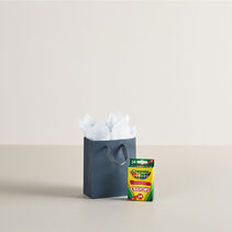 Small gift bag next to box of 24 Crayola crayons.
