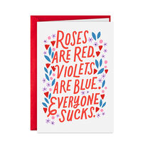 Everyone Sucks Poem Funny Valentines Day Card