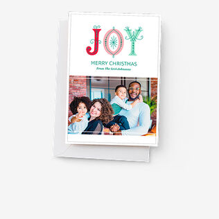 Set of holiday photo cards and envelopes