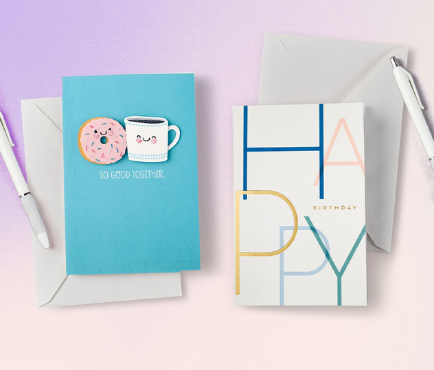 Two cards on colorful background