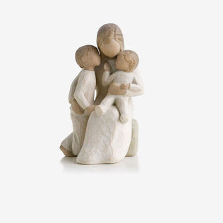 Willow Tree figurine of a woman hugging two children.